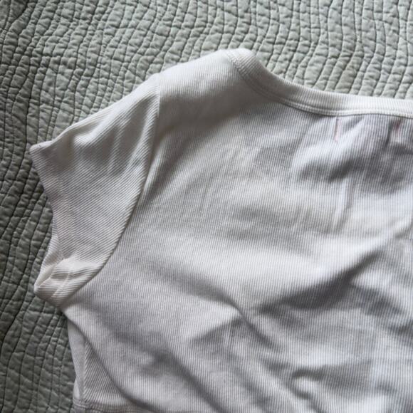 Juicy Couture Cropped Top in White Bedazzled Rhinestone Short Sleeve Tee Size L - Picture 5 of 7